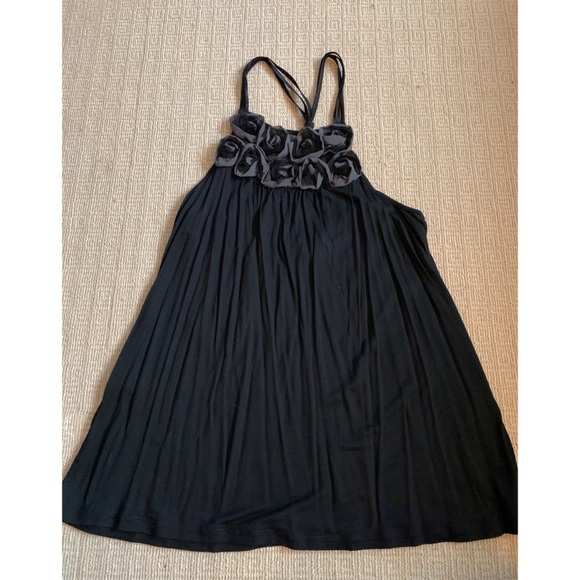 Tops - Black tank with floral detail
